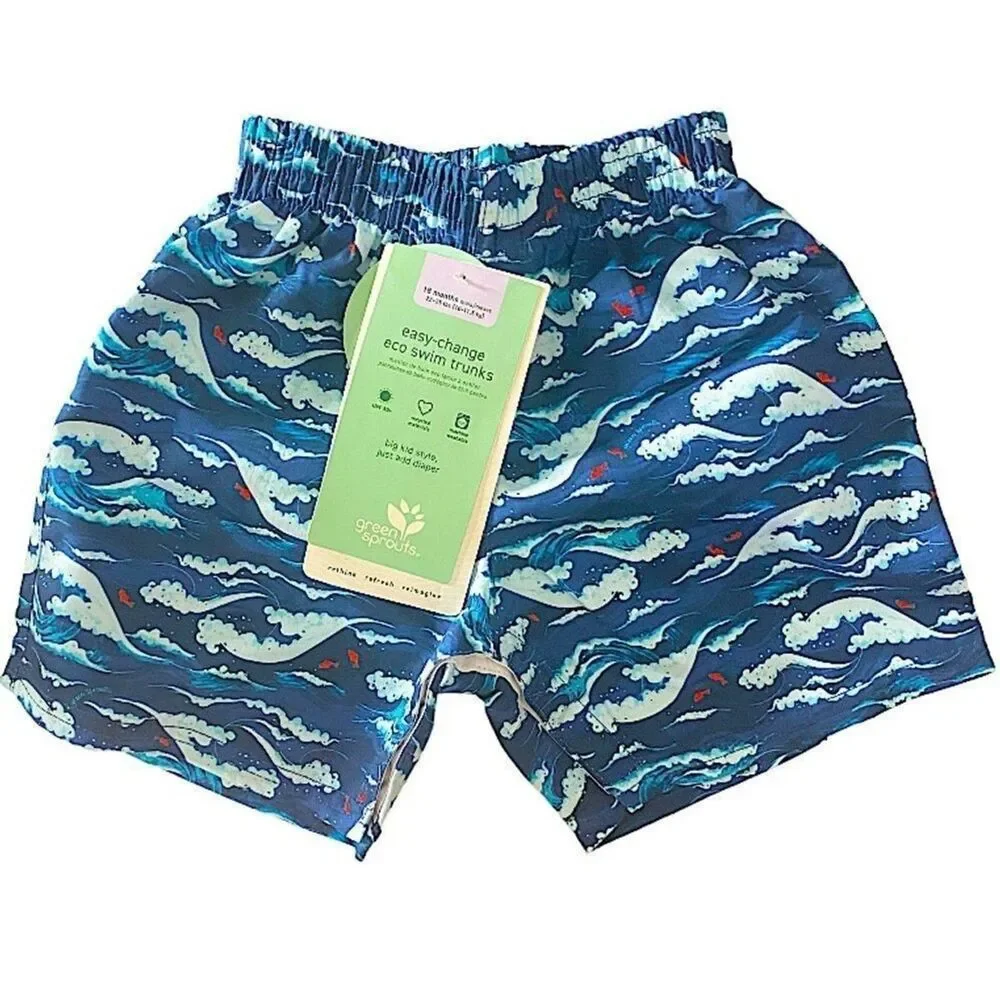 Baby/Toddler 18 Months Swim Trunks Easy Change Eco Coastal Beach Tropical